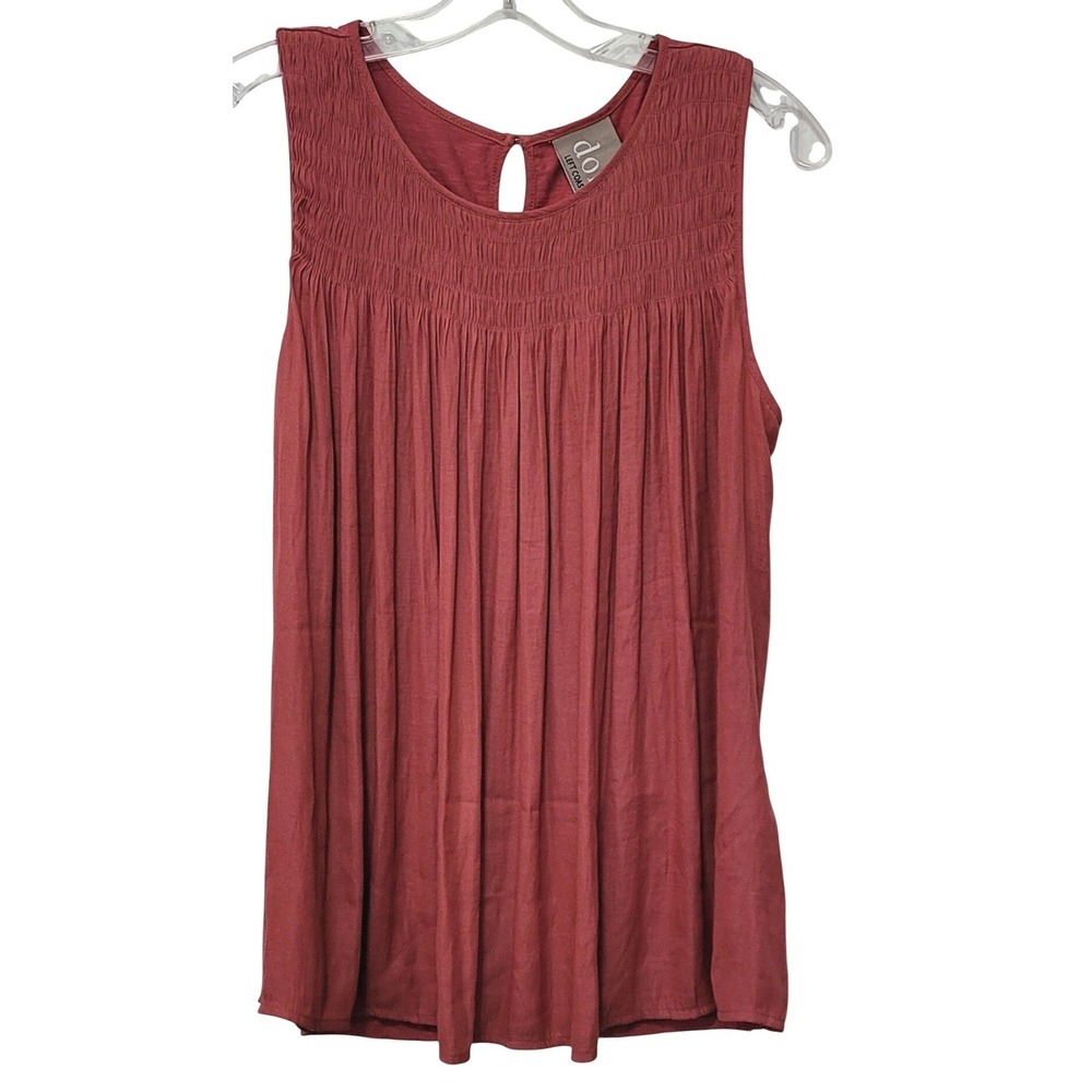 Dolan Left Coast Collection Smocked Sleeveless Top Womens S Red Pleated Relaxed